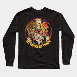 Halloween Horror / All Tricks No Treats / Vintage Horror Comics Long Sleeve T-Shirt